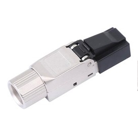 Hyperline PLUD-A-8P8C-S-C6A-SH Разъем полевой оконцовки RJ-45 (8P8C) под витую пару, угловой, для одножильного кабеля, toolless, категория 6A, экранированный, накручивающийся хвостовик, IDC