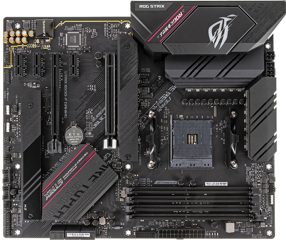 Картинка - Материнская плата Asus ROG STRIX B550-F GAMING Soc-AM4 AMD B550 4xDDR4 ATX AC`97 8ch(7.1) 2.5Gg RAID+HDMI+DP ROG STRIX B550-F GAMING