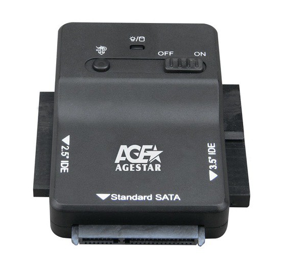 Картинка - Адаптер-переходник для HDD AgeStar 3FBCP1 IDE SATA пластик черный 2.5" 3.5" 3FBCP1