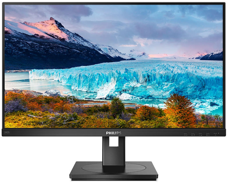 Картинка - Монитор 23,8" Philips 242S1AE 1920x1080 75Гц IPS LED 16:9 4ms D-Sub DVI HDMI DP 50M:1 1000:1 178/178 250cd HAS Pivot Tilt Swivel Speakers Black (242S1AE/00) 242S1AE/00