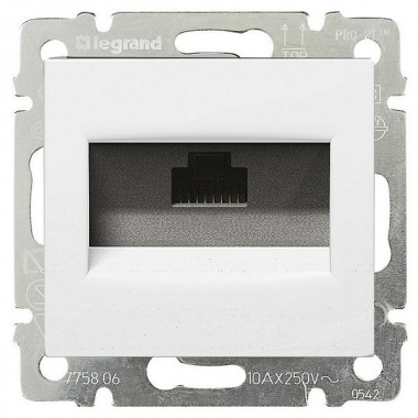 Розетка телефонная с рамкой RJ11 белый VALENA DIY