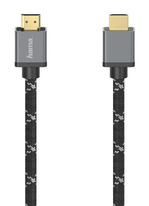 Картинка - Кабель Hama H-205238 00205238 ver2.1 HDMI HDMI 1м серый/черный (упак.:1шт) плоский