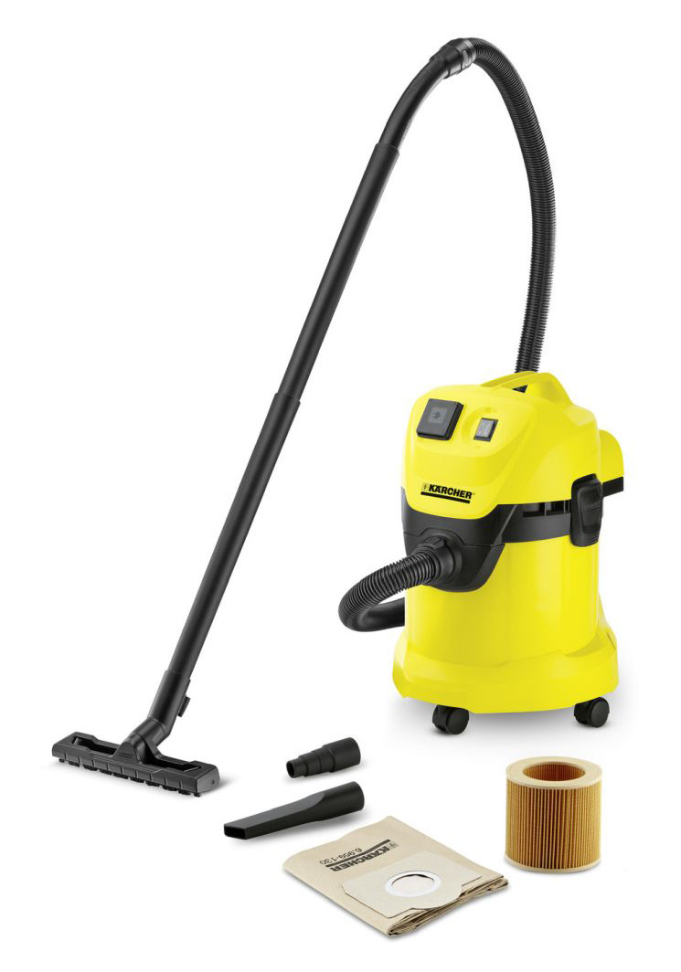 Купить Строительный пылесос Karcher WD 3 P 1000Вт (уборка: сухая/сбор воды)  желтый в интернет-магазине Неватека по выгодной цене с доставкой,  характеристики, фотографии - Санкт-Петербург