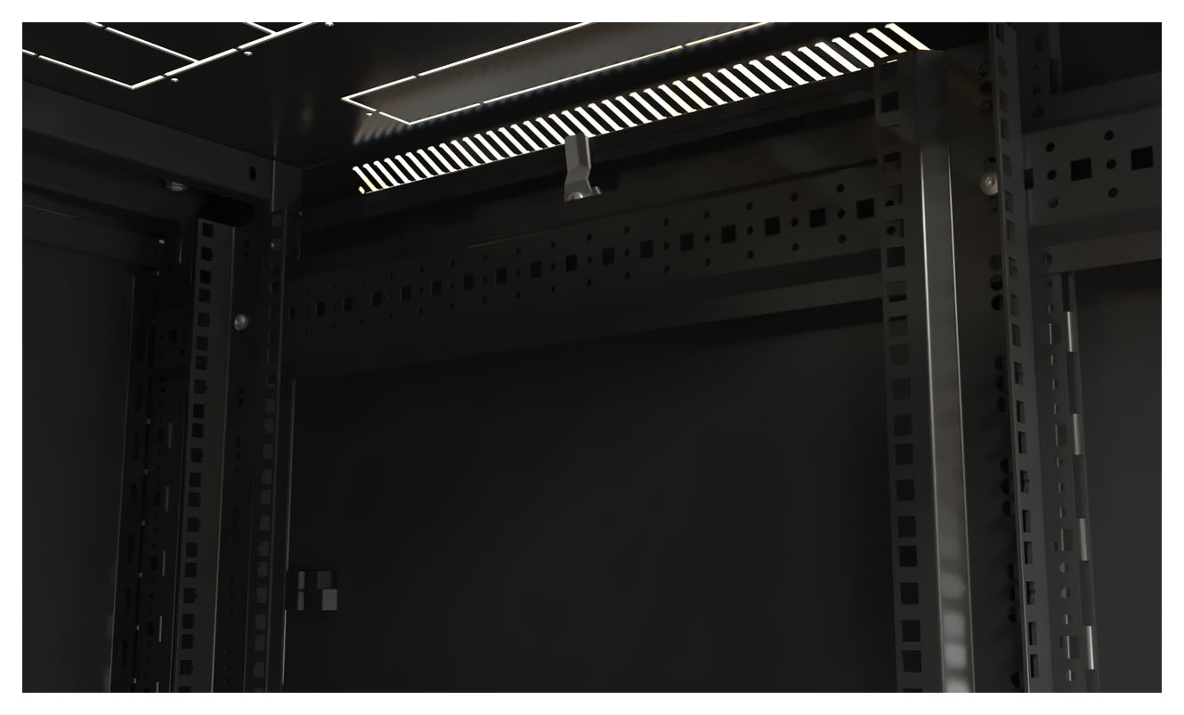 Шкаф серверный Hyperline (TTB-4281-AS-RAL9004) напольный 42U 800x1000мм пер.дв.стекл задн.дв.спл.стал.лист 800кг черный 910мм