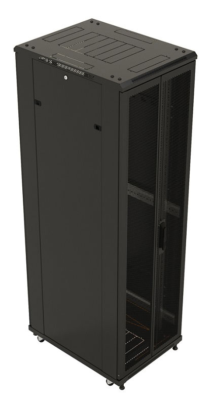 Шкаф коммутационный Hyperline (TTB-4288-DD-RAL9004) напольный 42U 800x800мм пер.дв.перфор. задн.дв.перфор. 2 бок.пан. 800кг черный IP20 сталь