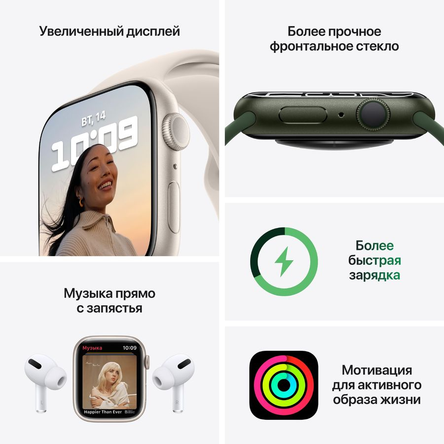 Купить Смарт-часы Apple Watch Series 7 A2474 45мм OLED LTPO темная ночь  (MKN53ZP/A) в интернет-магазине Неватека по выгодной цене с доставкой,  характеристики, фотографии - Санкт-Петербург