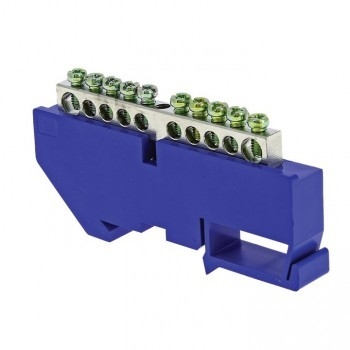 EKF sn1-63-10-d Шина "0" N (6x9 мм) 10 отв. никель синий изолятор на DIN-рейку EKF PROxima