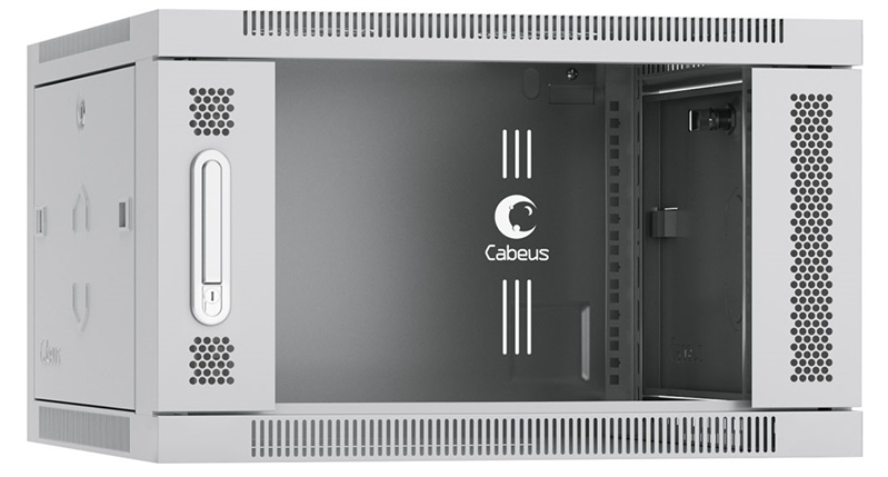 Cabeus SH-05F-6U60/60 Шкаф телекоммуникационный настенный 19" 6U 600x600x368mm (ШхГхВ) дверь стекло, цвет серый (RAL 7035) (SH-05F-6U60/60)