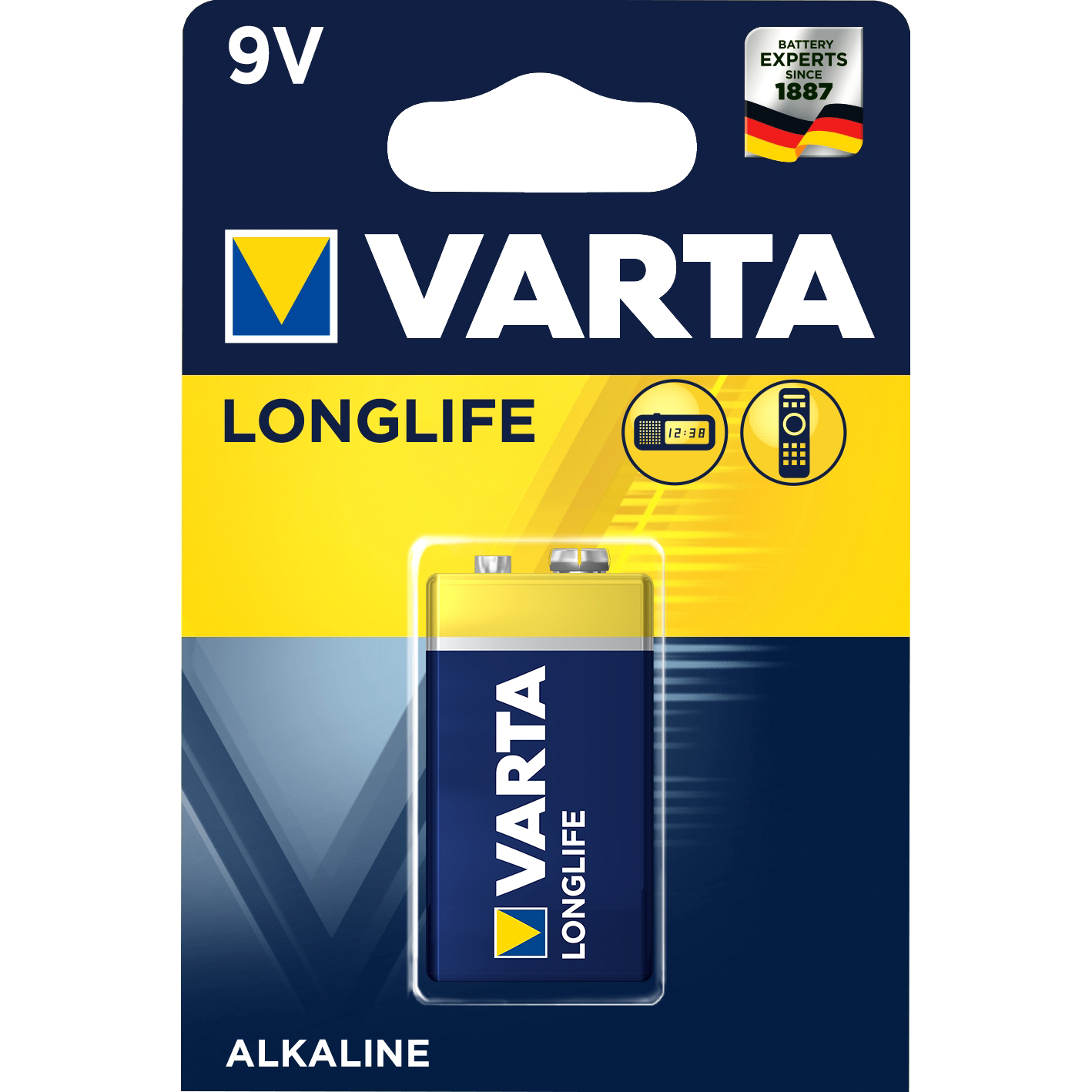 Батарейка Varta LONGLIFE Крона 6LR61 BL1 9V (1 шт.) (04122101411)