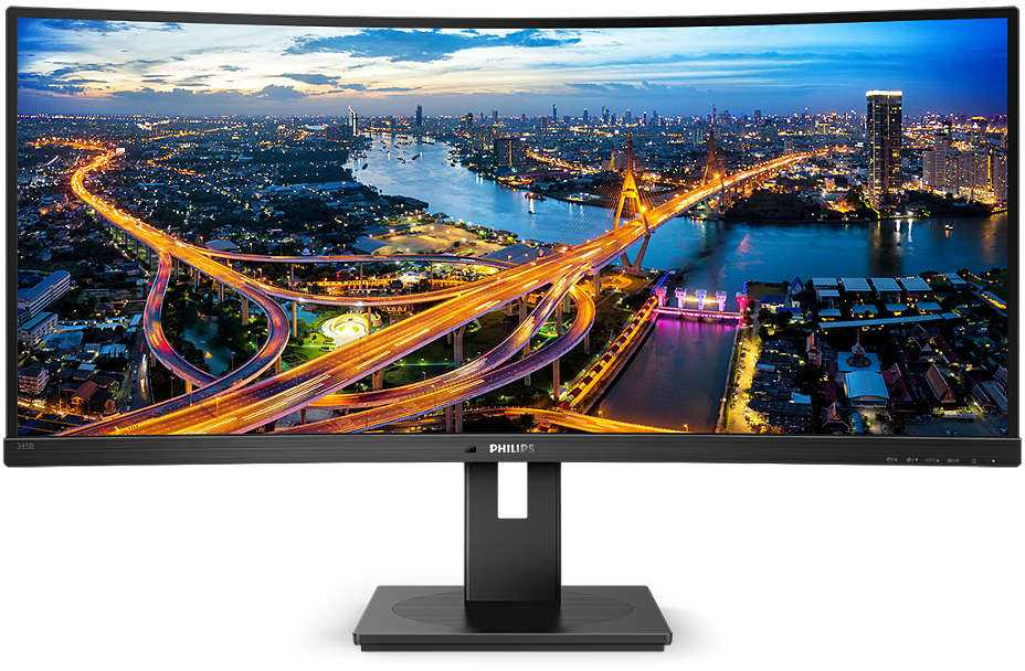 Картинка - Монитор Philips 34" 345B1C/00 черный VA LED 21:9 (Ultrawide) HDMI M/M матовая HAS Pivot 3000:1 300cd 178гр/178гр 3440x1440 DisplayPort USB 11.32кг