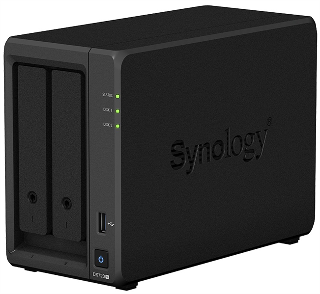 Картинка - Система хранения данных \\\'Synology QC2,0GhzCPU/2GB(upto6)/RAID0,1,10,5,6/up to 2HDDs SATA(3,5\\\' or 2,5\\\')(upto 7 with DX517)/2xUSB3.0/2GigEth/iSCSI/2xIPcam(up to40)/1xPS/3YW (repl DS718+)\\\' (DS720+) DS720+