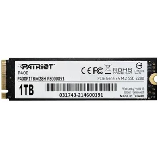 Картинка - SSD PATRIOT P400 1Тб M.2 PCIe Gen4 NVMe 3D NAND Скорость записи 4800 Мб/сек. Скорость чтения 5000 Мб/сек. 3.58mm TBW 800 Тб P400P1TBM28H