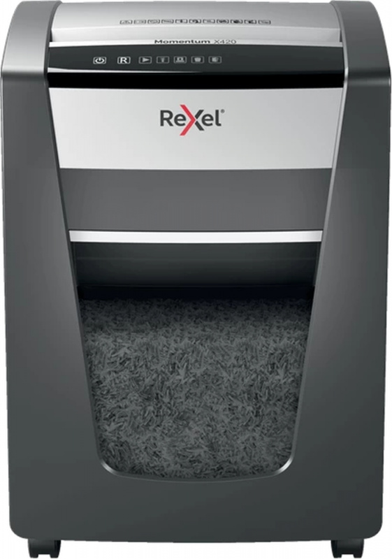 Картинка - Шредер Rexel Momentum X420 EU (секр.P-4)/фрагменты/20лист./30лтр./скрепки/скобы