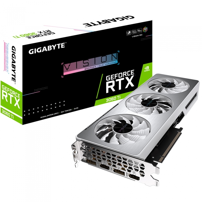 Картинка - Видеокарта Gigabyte Vision nVidia RTX 3060 Ti 8192 14000 256 RTL [GV-N306TVISION-8GD] GV-N306TVISION-8GD