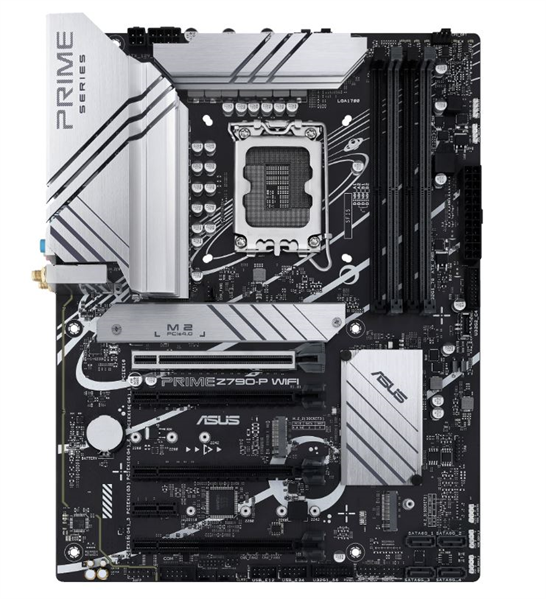 Картинка - Материнская плата ASUS PRIME Z790-P WIFI, LGA1700, Z790, 4*DDR5, DP+HDMI, SATA3 + RAID, Audio, Gb LAN, USB 3.2, USB 2.0, COM*1 header (w/o cable), ATX; 90MB1CJ0-M0EAY0 (PRIME Z790-P WIFI)