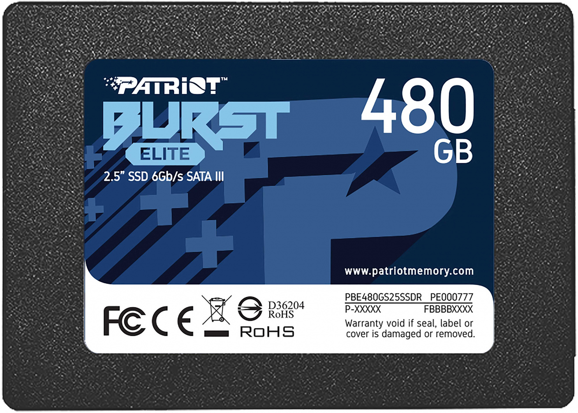 Картинка - Накопитель SSD Patriot SATA III 480Gb PBE480GS25SSDR Burst Elite 2.5"