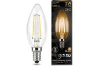 GAUSS 103801105 Светодиодная лампа LED Filament Свеча E14 5W 420lm 2700К 1/10/50