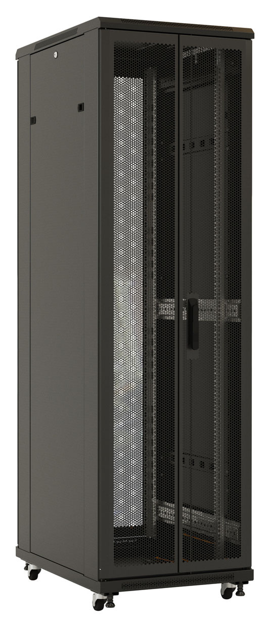 Шкаф коммутационный Hyperline (TTB-4288-DD-RAL9004) напольный 42U 800x800мм пер.дв.перфор. задн.дв.перфор. 2 бок.пан. 800кг черный IP20 сталь