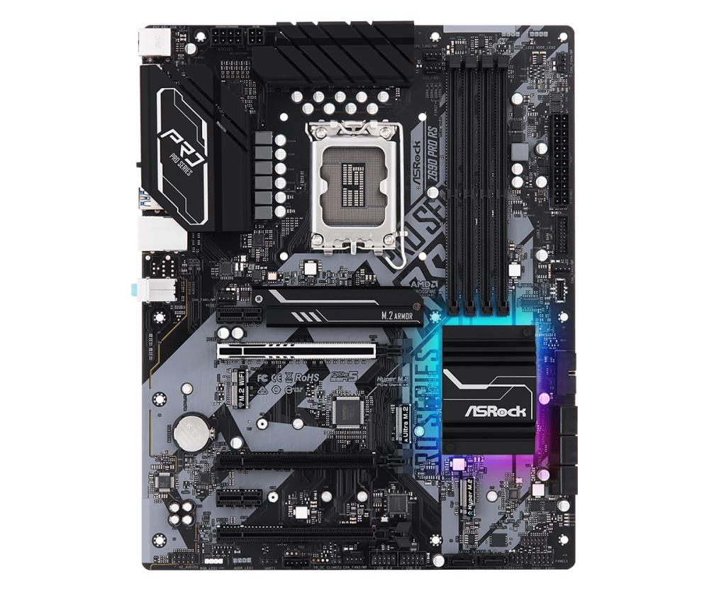 Картинка - Материнская плата Asrock Z690 PRO RS Soc-1700 Intel Z690 4xDDR4 ATX AC`97 8ch(7.1) 2.5Gg RAID+HDMI+DP Z690 PRO RS