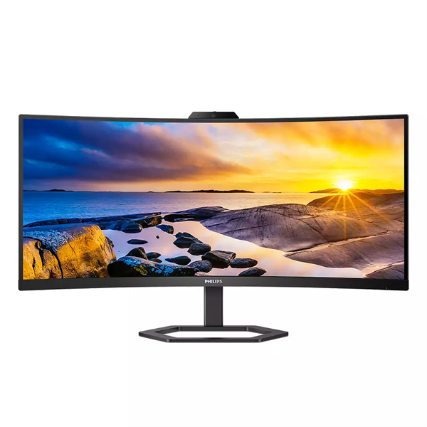 Картинка - МОНИТОР 34" PHILIPS 34E1C5600HE/00 Black (VA, изогнутый, 3440x1440, 100Hz, 1 ms, 178°/178°, 300 cd/m, Mega DCR, +HDMI 2.0, +DisplayPort 1.2, +4xUSB 3.2, +USB-Type C, +WEB-Cam 5.0 mpx, +MM, (34E1C5600HE/00)