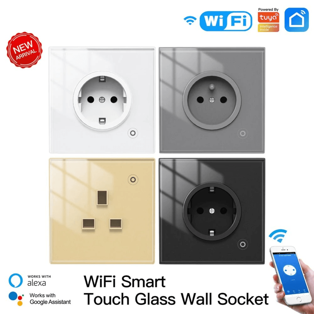 1-постовая розетка moes smart socket, wi-fi, 95-250 в, 16а, встраиваемая ip20, шторки + зк, бел wk-eu