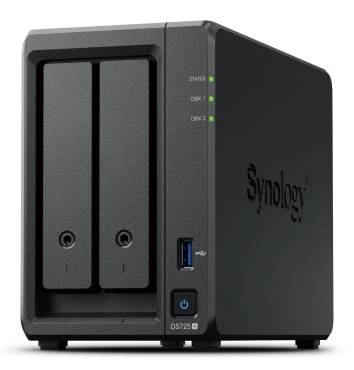 Synology DS725+ Сетевое хранилище 2x2.5"/3.5" SATA HDD/SSD, AMD Ryzen R1600/2x2.6GHz, 4GB DDR4, 1x1 Гбит/с, 1x2,5 Гбит/с