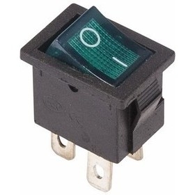 Rexant 36-2193 Выключатель клавишный 250V 6А (4с) ON-OFF зеленый  с подсветкой  Mini