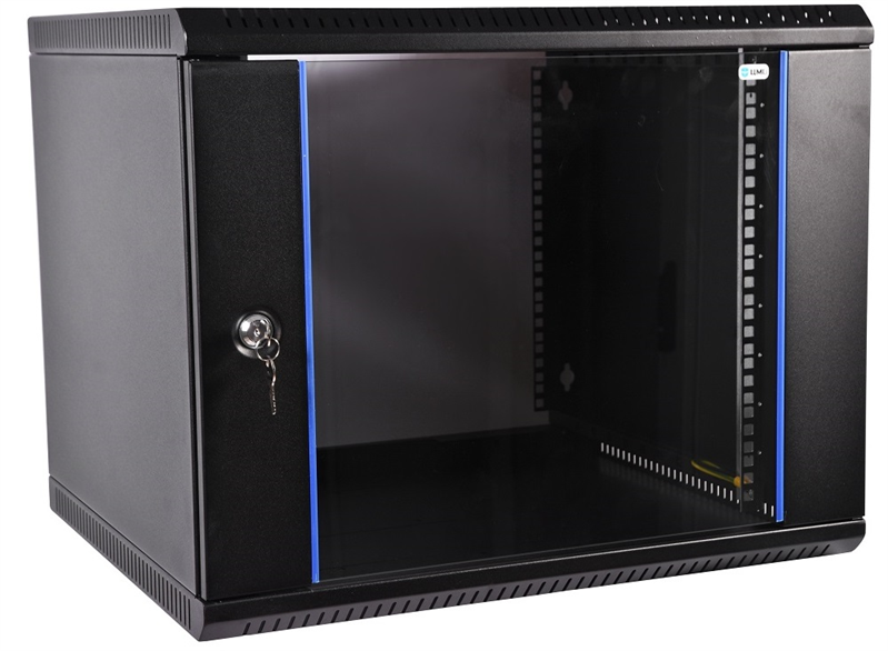 Шкаф телекоммуникационный настенный разборный ЭКОНОМ 12U (600  650) дверь стекло, цвет черный (ШРН-Э-12.650-9005)