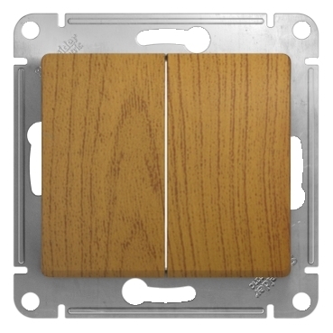 Systeme electric GSL000551 GLOSSA 2-клавишный ВЫКЛЮЧАТЕЛЬ, сх.5, 10АХ, механизм, ДЕРЕВО ДУБ