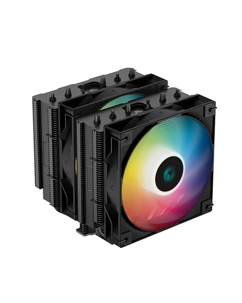 Картинка - Кулер для процессора DEEPCOOL AG620 BK ARGB LGA20XX/1700/1200/115X/AM5/AM4 (9шт/кор, TDP 260W, PWM, ARGB DUAL Fan 120mm, 6 тепл. трубок, черный) RET (AG620 BK ARGB) AG620 BK ARGB