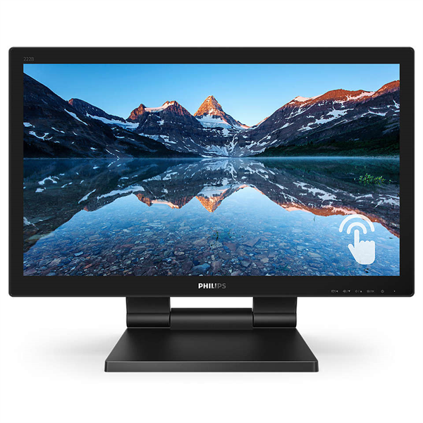 Картинка - Монитор 21,5" Philips 222B9T 1920х1080 TN W-LED 16:9 SmoothTouch 1ms VGA DVI-D HDMI DP 2xUSB3.0 50M:1 170/160 250cd Tilt HAS Speakers Black (222B9T/00)