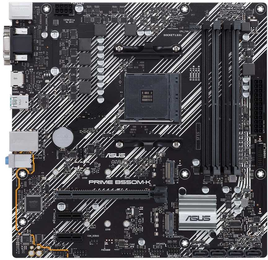 Картинка - Материнская плата Asus PRIME B550M-K Soc-AM4 AMD B550 4xDDR4 mATX AC`97 8ch(7.1) GbLAN RAID+VGA+DVI+HDMI