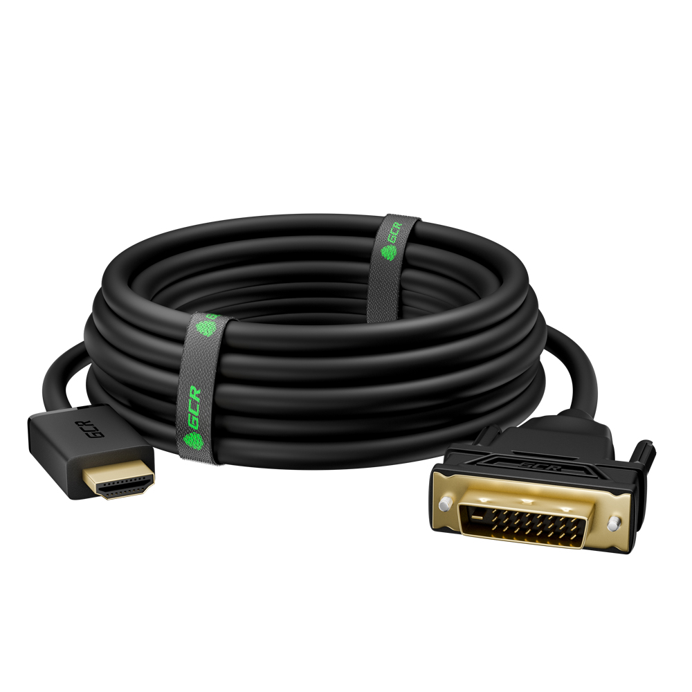 GCR Кабель 15.0m HDMI-DVI черный, OD8.0mm, 28/26 AWG, позолоченные  контакты, 19M / 25M Dual Link, тройной экран, 44-050625 Greenconnect HDMI  (m) - ...