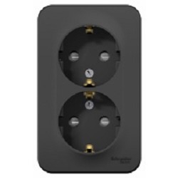 Systeme electric BLNRA011206 BLANCA О/У РОЗЕТКА двойная с заземлением со шторк., 16А, 250В, АНТРАЦИТ