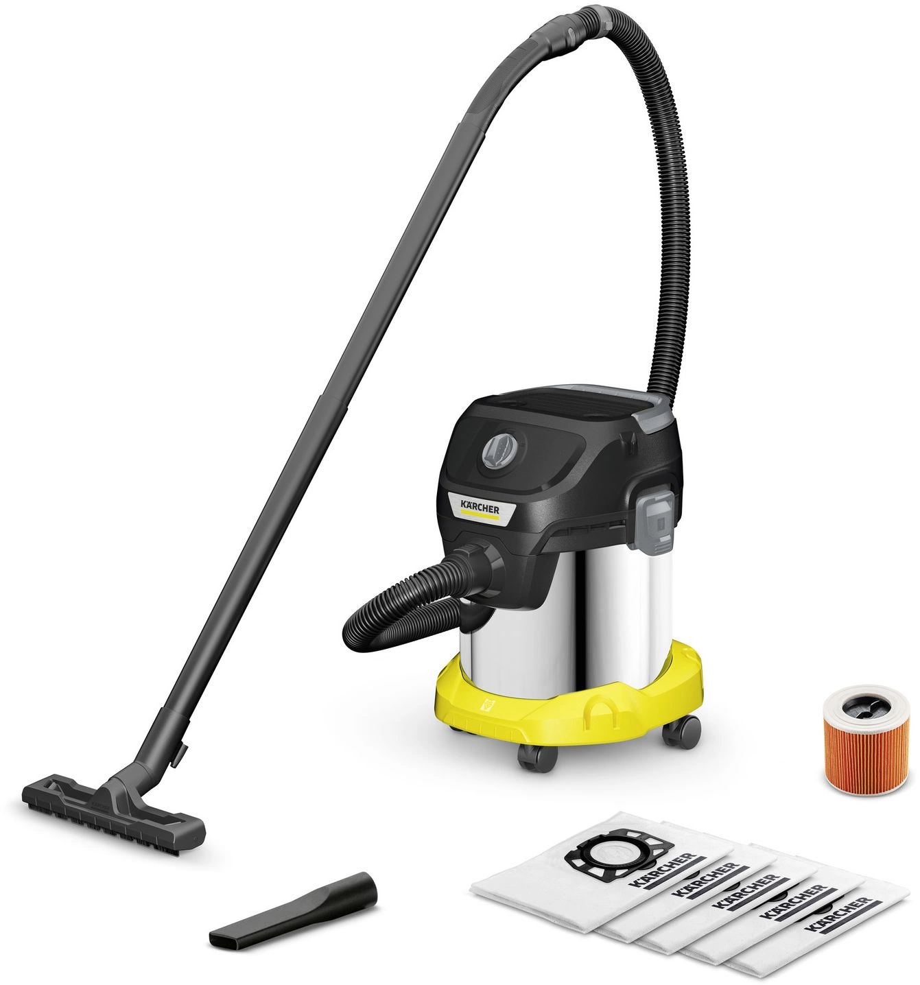 Купить Строительный пылесос Karcher KWD 3 S V-15/4/20 AE *EU (уборка:  сухая/влажная) желтый в интернет-магазине Неватека по выгодной цене с  доставкой, характеристики, фотографии - Санкт-Петербург