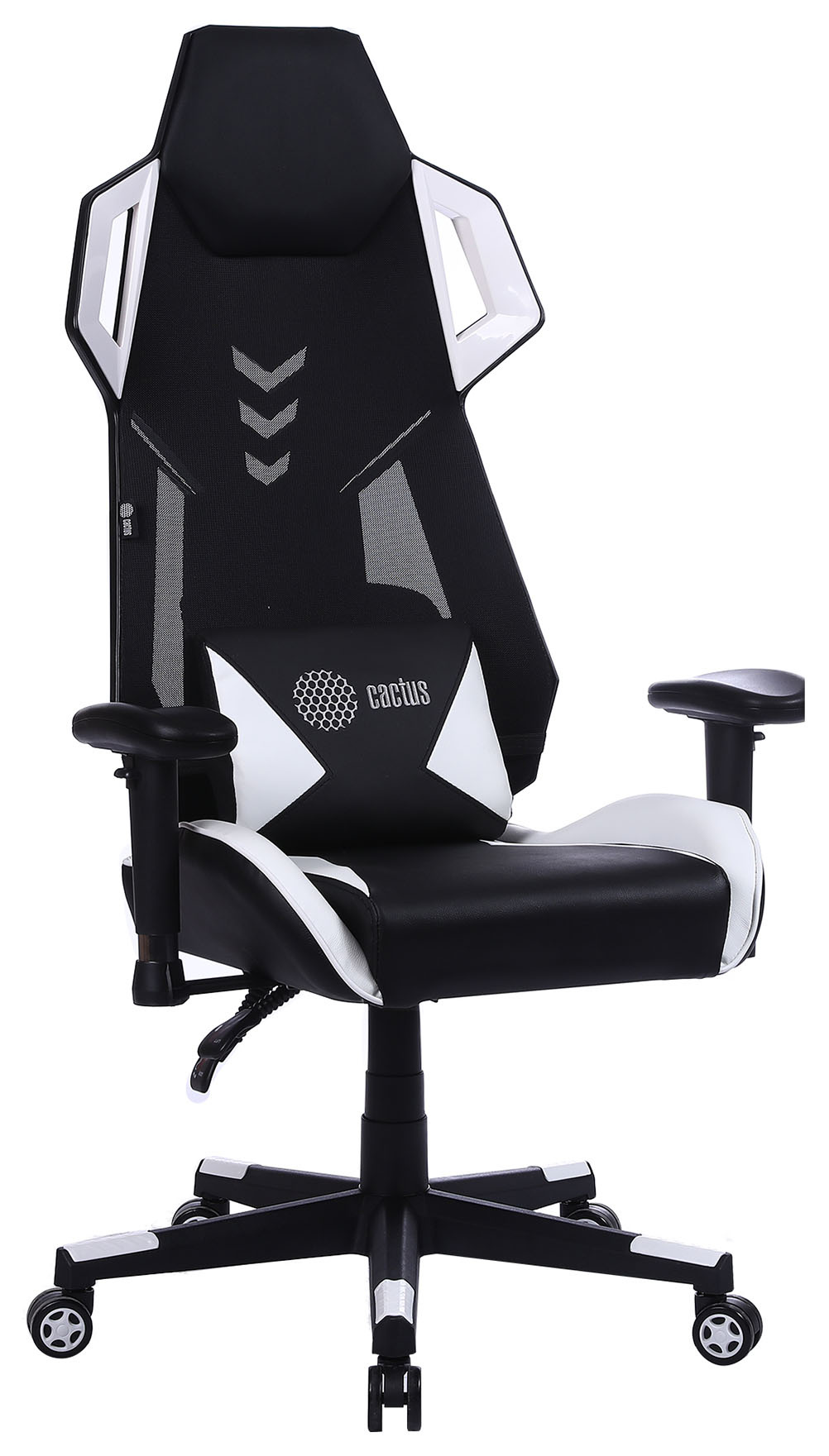 Кресло игровое Cactus CS-CHR-090BLW черный/белый эко.кожа пластик