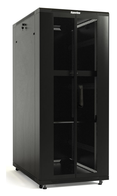 Шкаф коммутационный Hyperline (TTB-4288-DD-RAL9004) напольный 42U 800x800мм пер.дв.перфор. задн.дв.перфор. 2 бок.пан. 800кг черный IP20 сталь