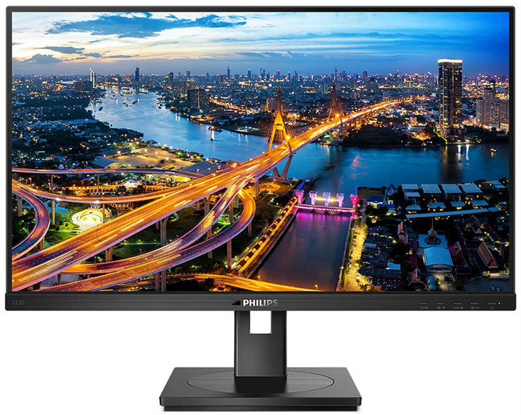 Картинка - Монитор 23,8" Philips 243B1 1920x1080 75Гц  IPS W-LED 16:9 4ms HDMI DP 4*USB3.2 USB-C 3.2 50M:1 1000:1 178/178 250cd RJ45 USB-C Power Delivery HAS Pivot Tilt Swivel Speakers Black (243B1/00) 243B1/00