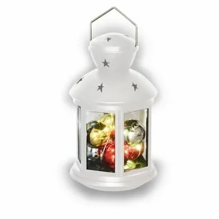 Neon-night 513-062 Декоративный фонарь с шариками 12х12х20,6 см, белый корпус, теплый белый цвет свечения
