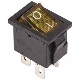 Rexant 36-2192 Выключатель клавишный 250V 6А (4с) ON-OFF желтый  с подсветкой  Mini