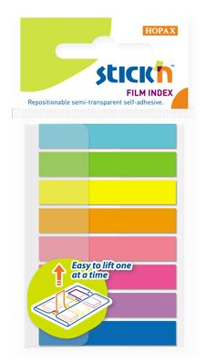 Закладки самокл. пластиковые Stick`n 26073 45x8мм 8цв.в упак. 20лист неон Z-сложение