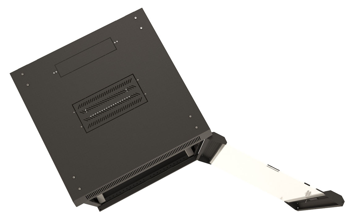 Шкаф серверный Hyperline (TWB-FC-1566-GP-RAL9004) настенный 15U 600x600мм пер.дв.стекл 60кг черный IP20 сталь