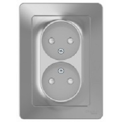 Systeme electric BLNRS000123 BLANCA С/У РОЗЕТКА двойная без заземления со шторк., 16А, 250В, АЛЮМИНИЙ