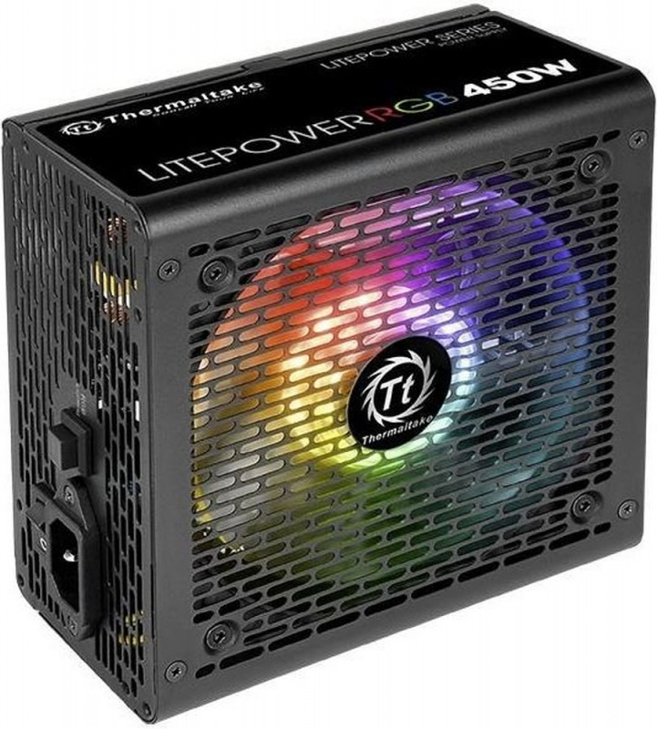 Картинка - Блок питания Thermaltake ATX 450W Litepower RGB 450 (24+4+4pin) APFC PPFC 120mm fan color LED 4xSATA RTL PS-LTP-0450NHSANE-1