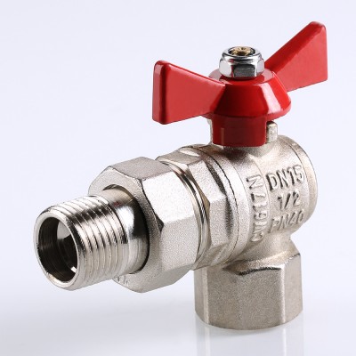 Кран шаровой угловой со сгоном 1' ВН  ручка       бабочка BASE