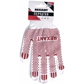 Перчатки х/б белые нейлоновые («Точка» ПВХ) REXANT