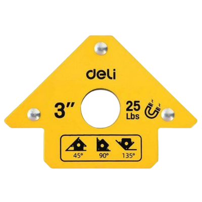 Угольник-фиксатор магнитный для сварки Deli DL-HDW25 макс. усилие 11кг, углы 45,90,135 град., размер 118х83х15мм, вес 320гр.