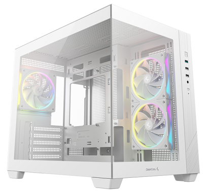 Компьютерный корпус Deepcool CG330 3F WH без БП, боковое окно (панорама), 3x120mm ARGB PWM вентилятора, белый, mATX (R-CG330-BKNGM3-G)