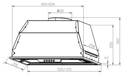 Вытяжка встраиваемая Lex GS Bloc P 900 IX нержавеющая сталь управление: кнопочное (1 мотор)