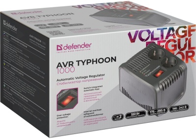 Стабилизатор напряжения Defender AVR Typhoon 1000 320Вт 1000ВА черный